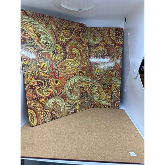 Ornate Colorful Paisley Placemat Cork Backed Table Decor 15.5"x12" Set of 4 - Picture 4 of 12